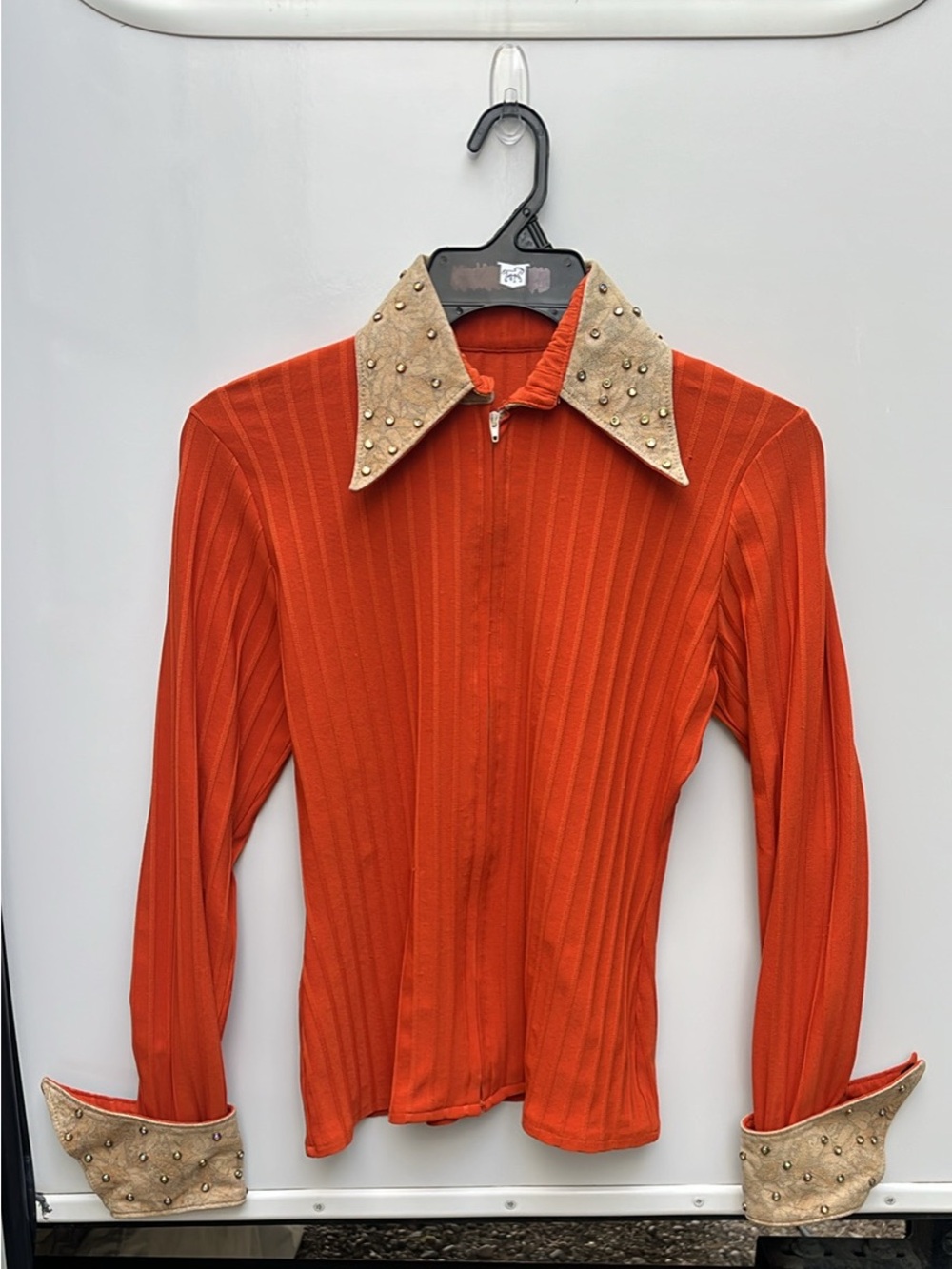 Custom Bling Zip Front Western Show Shirt Burnt Orange Ladies Medium
